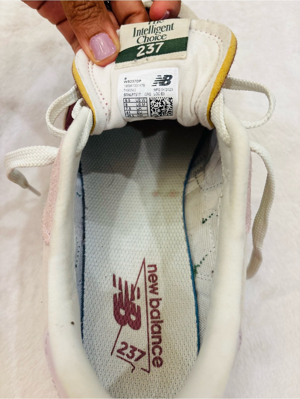 New Balance 237 Women's Pink, Green & Cream Vintage-Inspired Sneakers size 9.5 - Picture 9 of 9